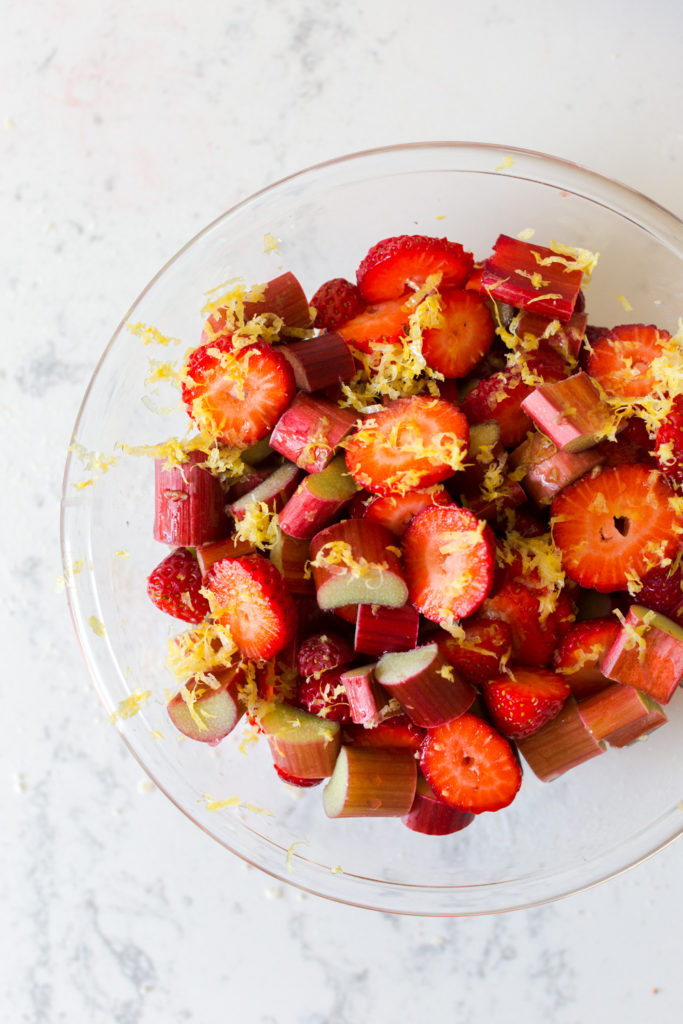 Strawberry Rhubarb and lemon coffee cake filling