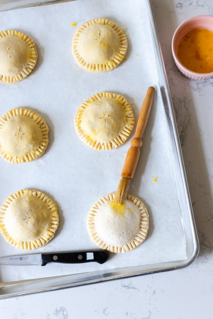 Cherry Hand Pies with Cream Cheese Crust egg wash