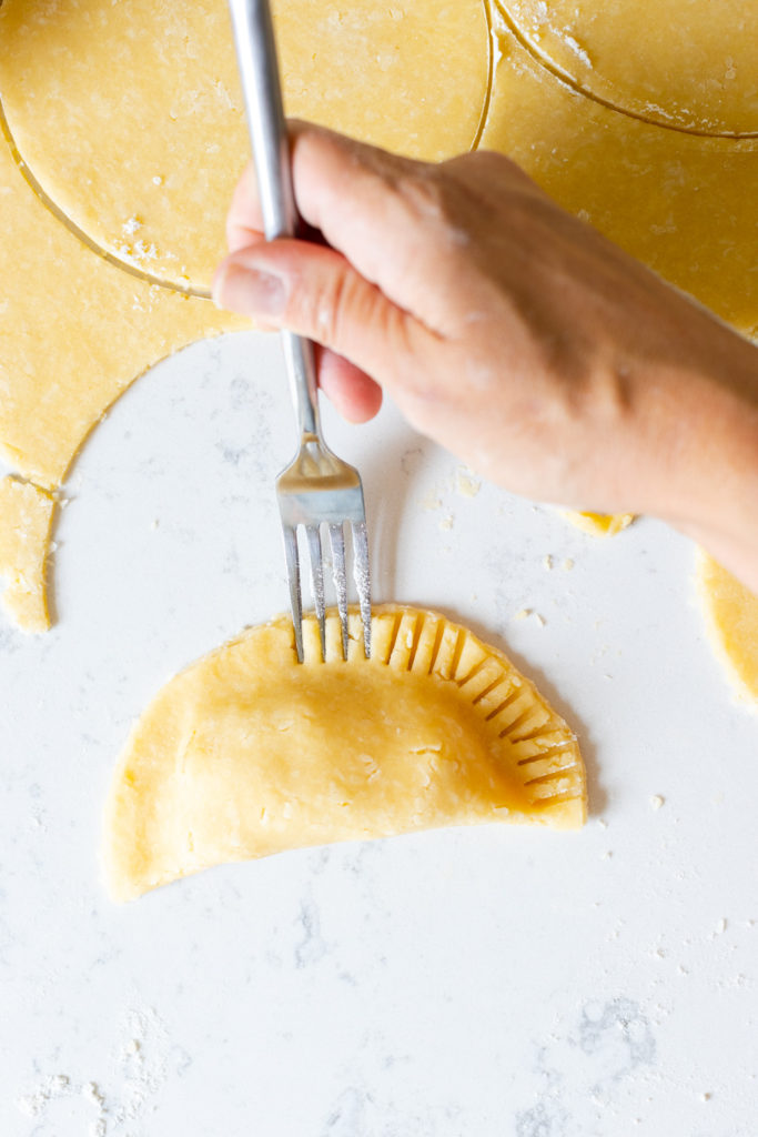 Shaping Pineapple Lime Coconut Hand Pies