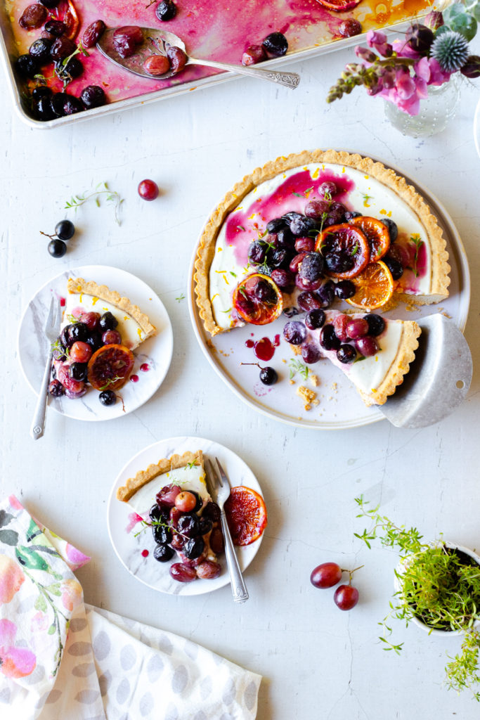 Roasted Grape Goat Cheese Tart