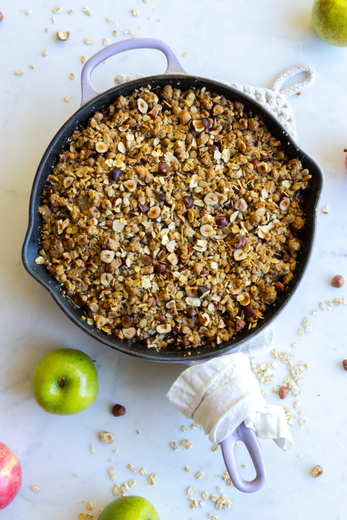 Baked Brie Apple Crisp out of the oven