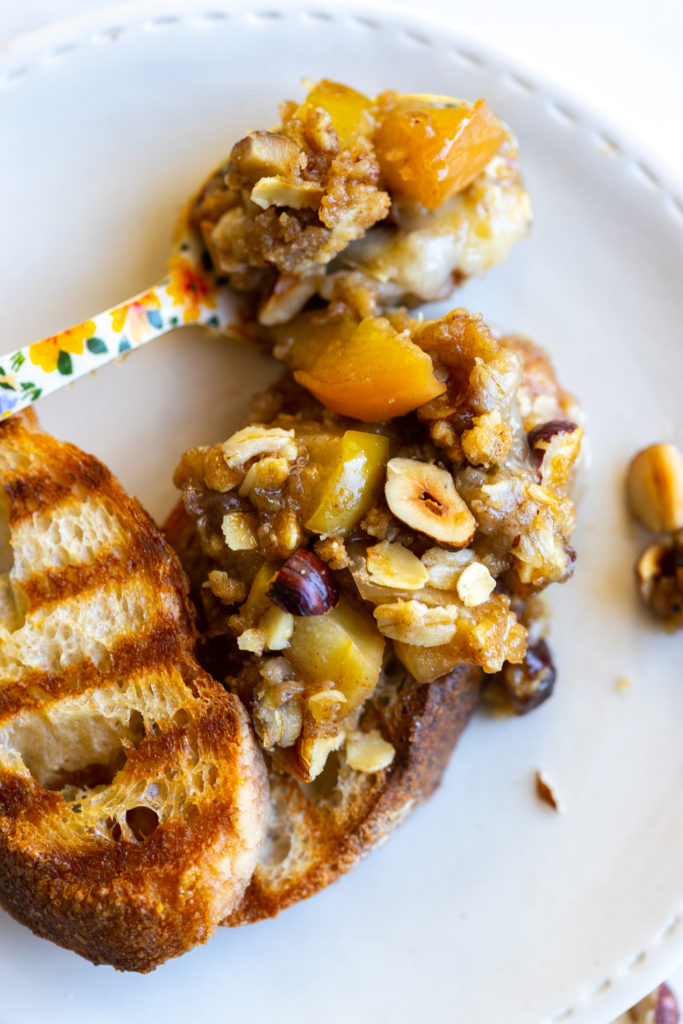 Bite of Baked Brie Apple Crisp