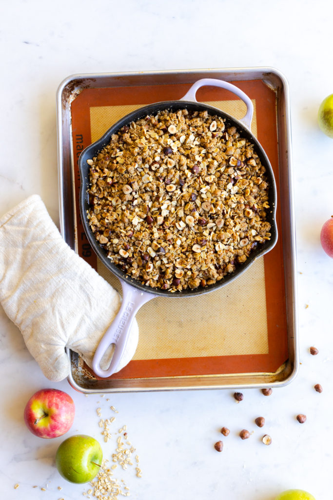Baked Brie Apple Crisp fresh from the oven