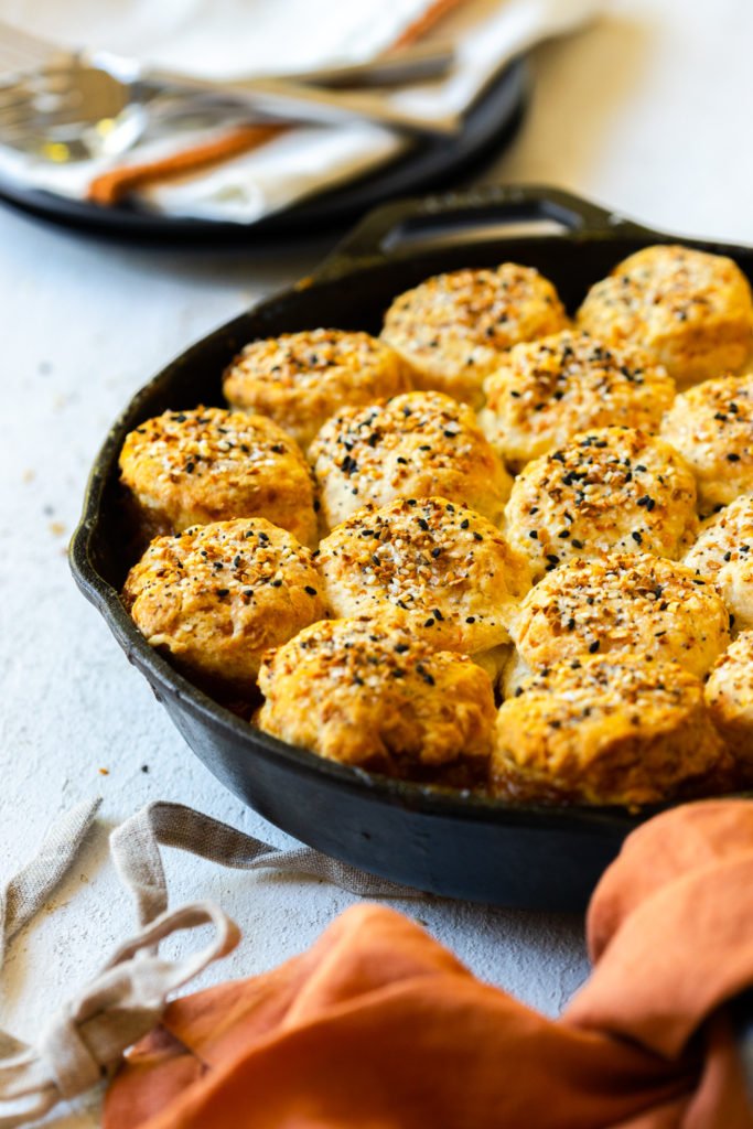 Cherry Tomato Cobbler with Cheddar Everything Biscuits