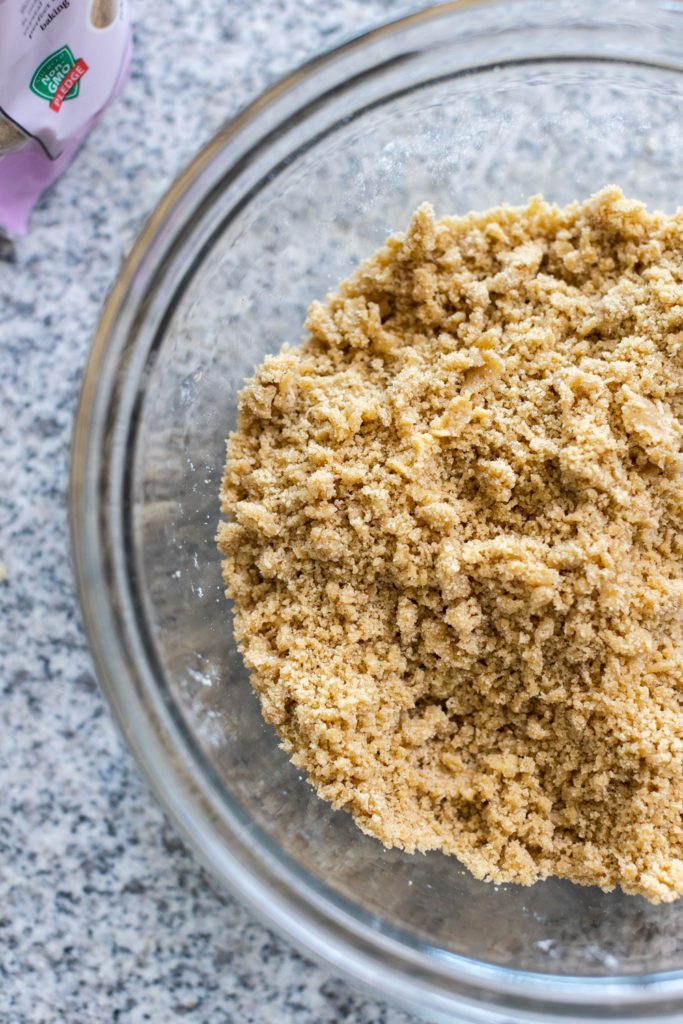 Making huckleberry crumble topping