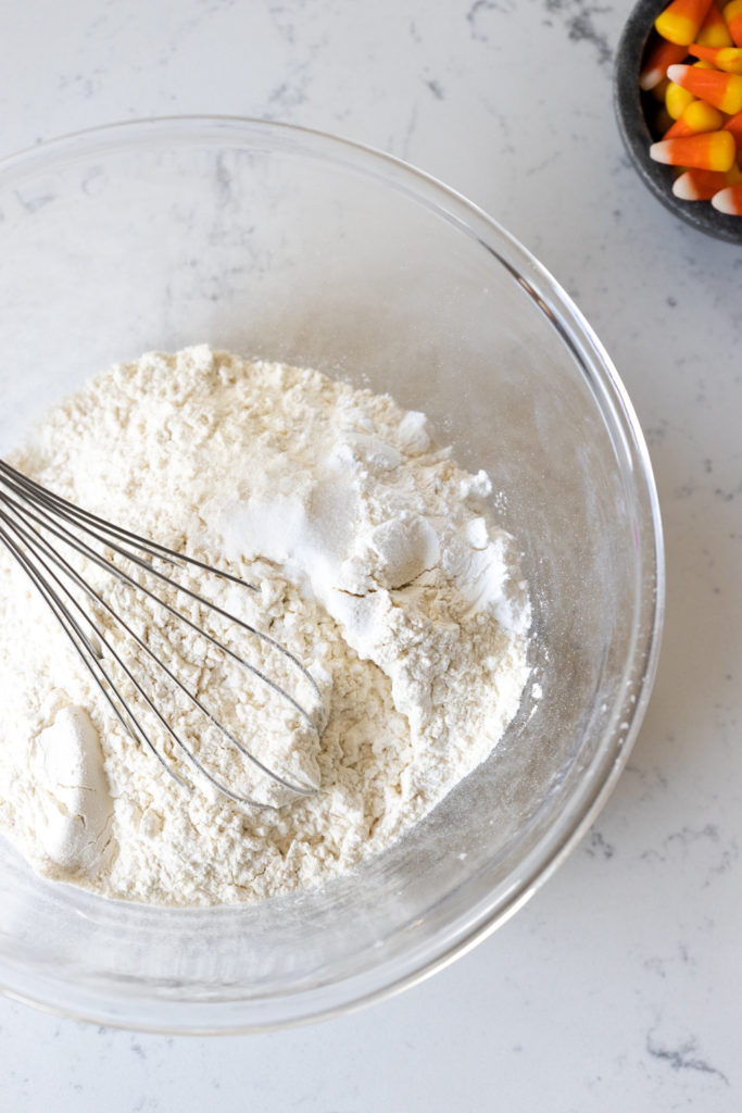 Dry ingredients for Candy Corn Blondies