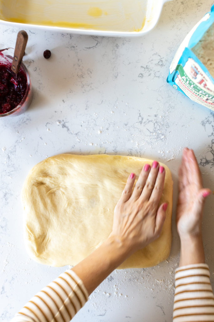 Shaping Cranberry Rolls Step 1