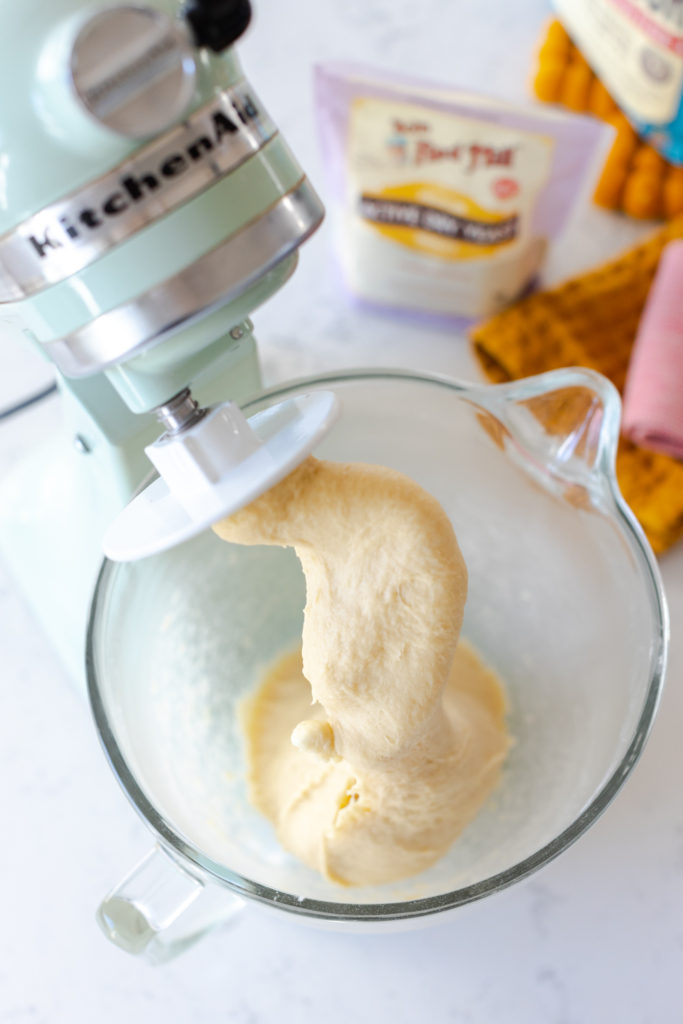 Cranberry Orange Spice Roll dough mixing