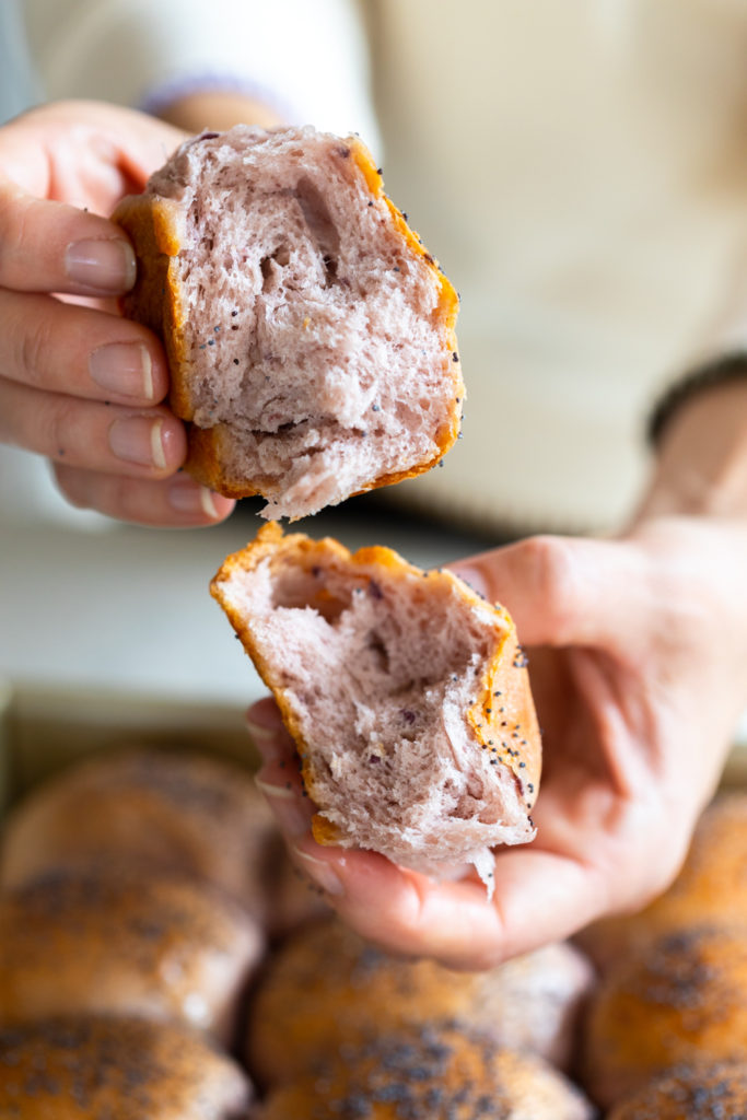 Purple Sweet Potato Dinner Roll interior