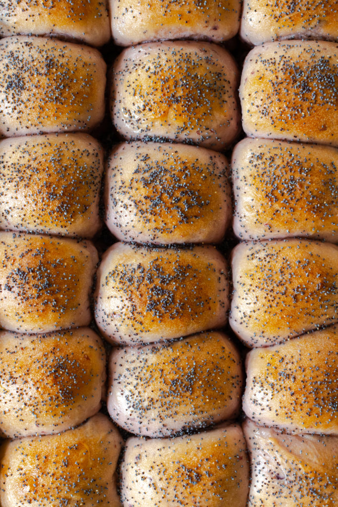 Purple Sweet Potato Dinner Rolls close up