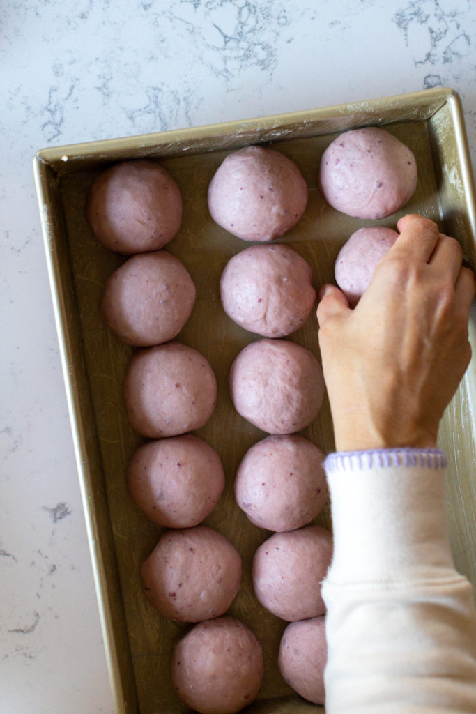 Purple Sweet Potato Dinner Rolls pre-rise