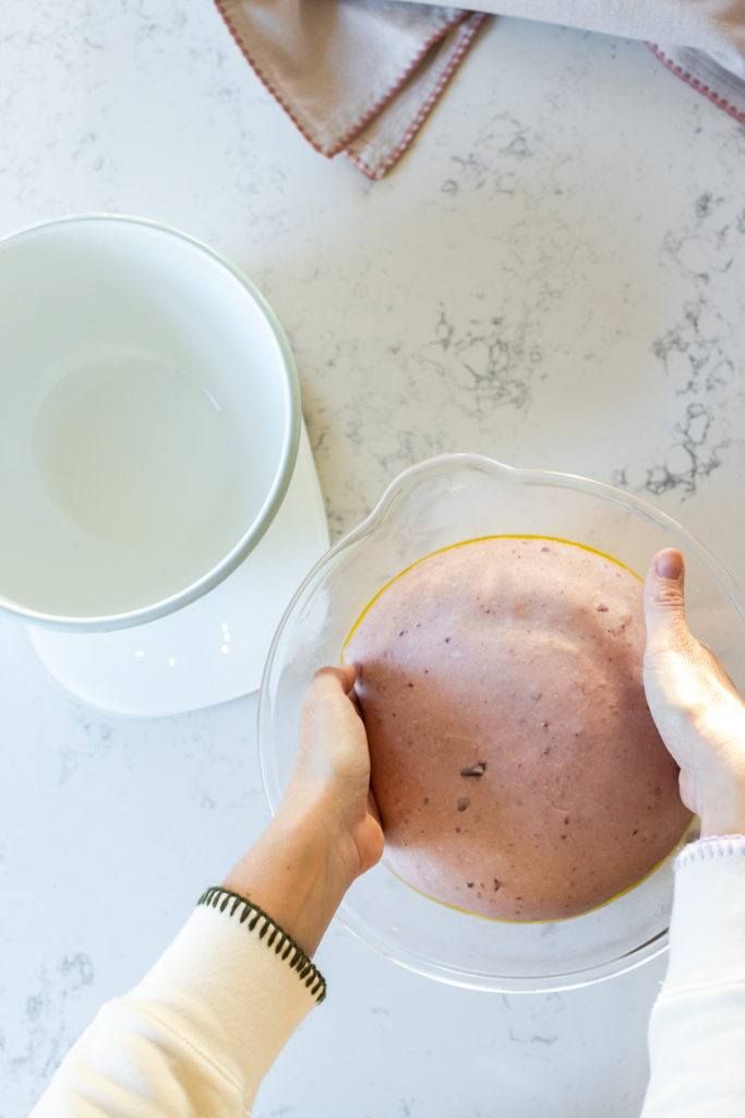 Purple Sweet Potato Dinner Roll dough rise