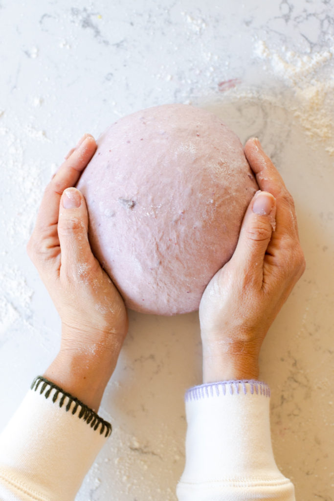Purple Sweet Potato Dinner Roll dough boule