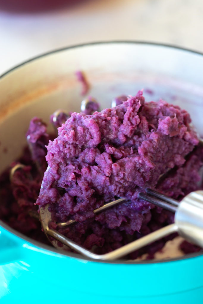 Mashing Purple Sweetpotatoes from Mininger Foods