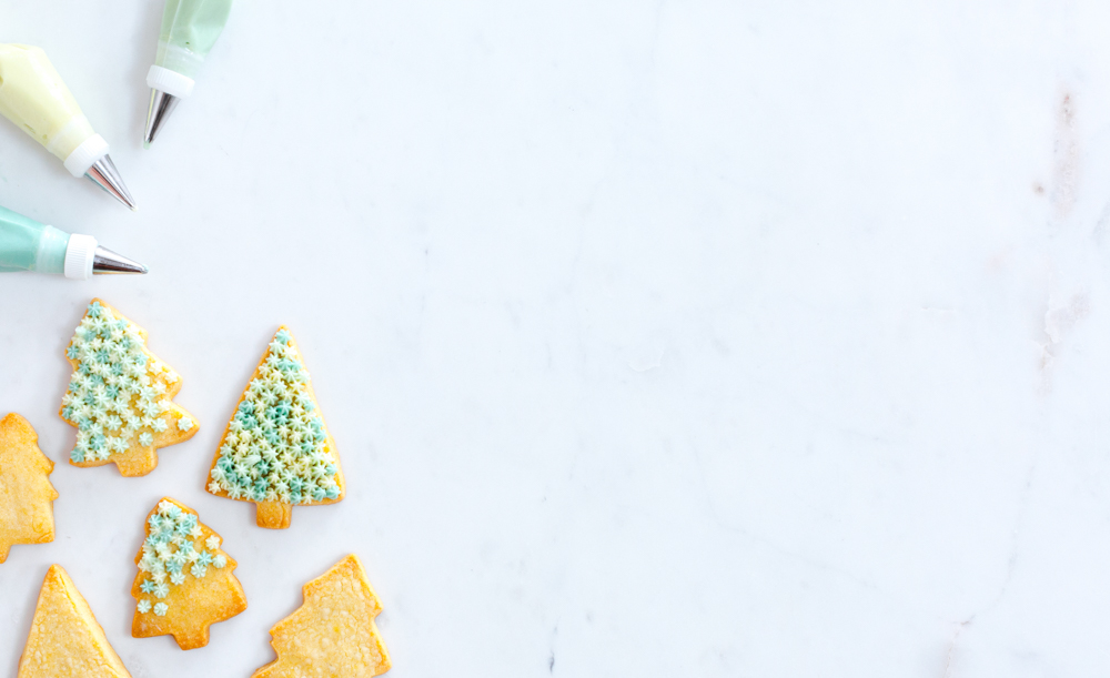 Frosting the Vanilla Sugar Cookie Trees