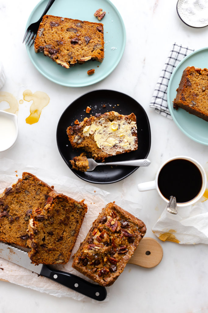 Brown Butter Chocolate Chip Banana Bread with Pecans