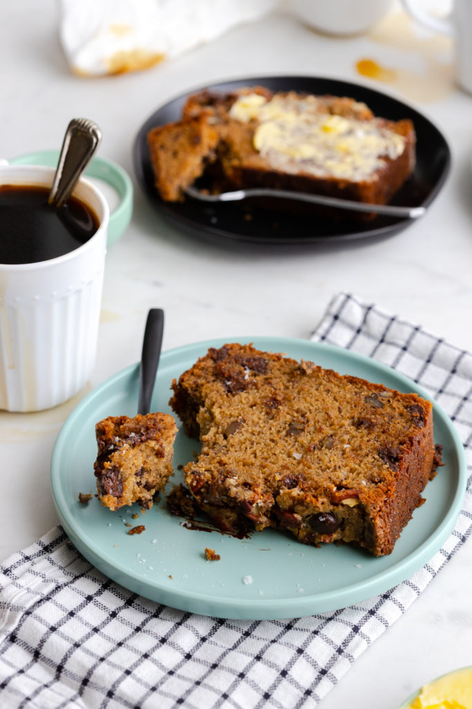 Banana bread slices for breakfast