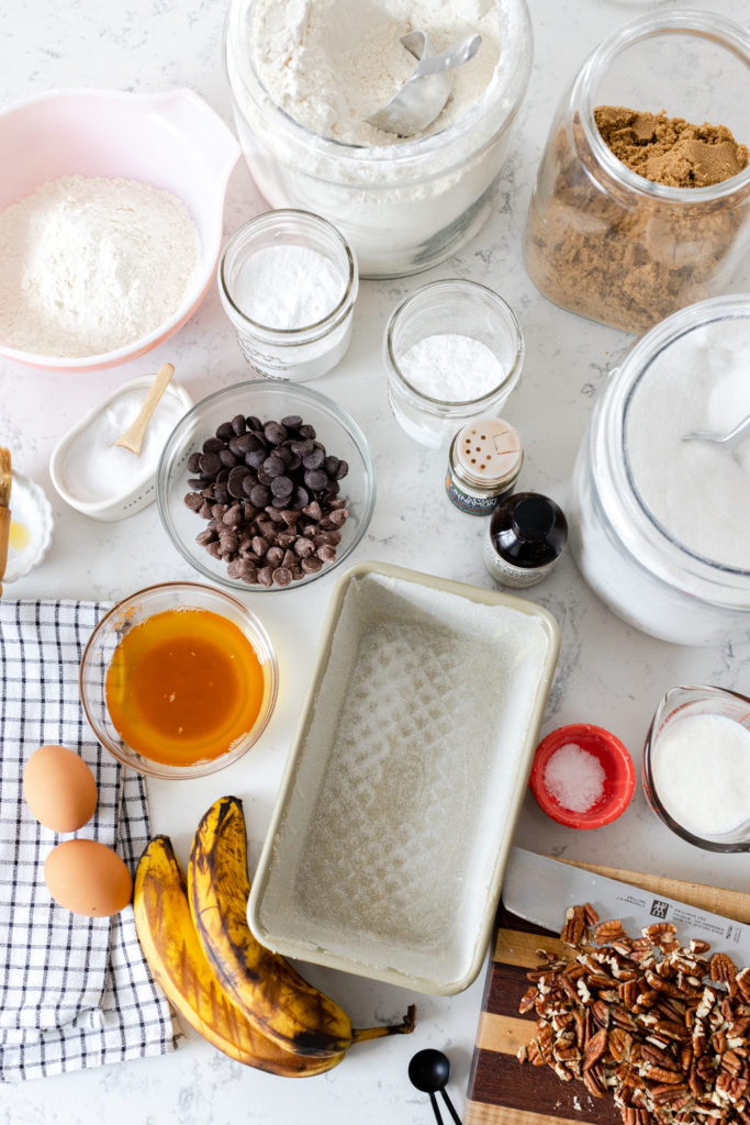 Brown Butter Pecan Chocolate Chip Banana Bread ingredients
