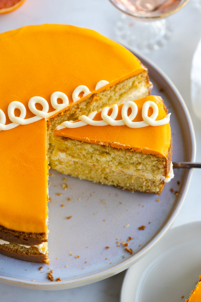 serving an Orange cake slice