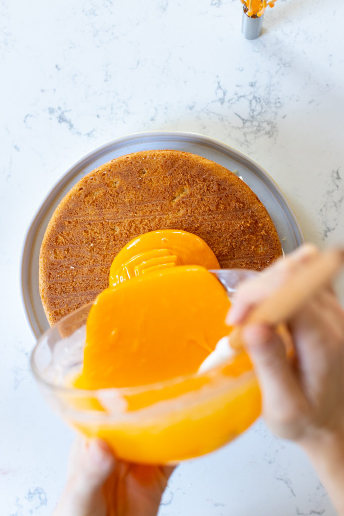 pouring White Chocolate Orange Ganache