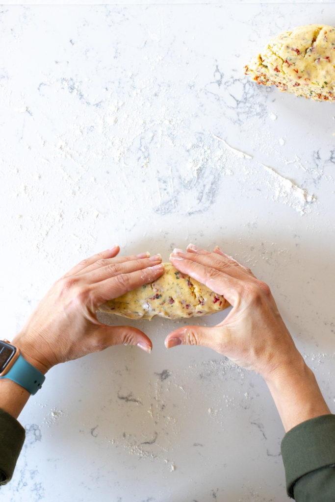 shaping dough into log