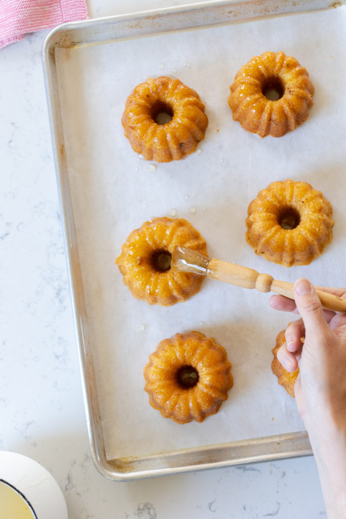 glazing Meyer Lemon St. Germain Bundtlettes