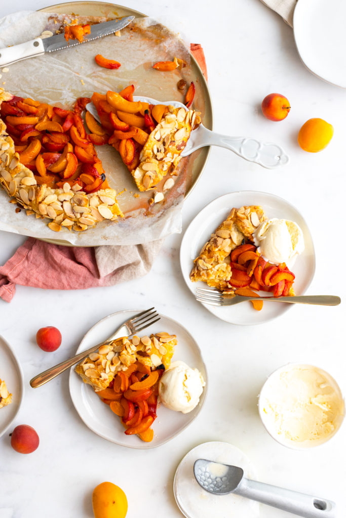 Apricot Almond Galette with vanilla ice cream