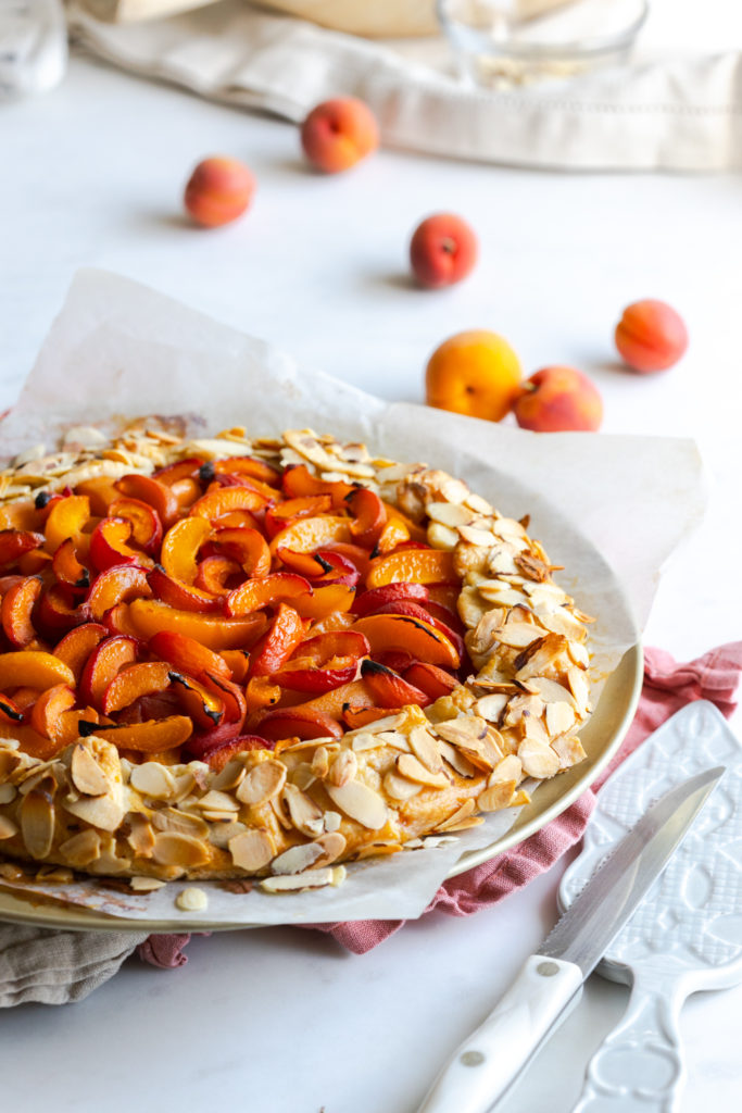 Apricot Almond Galette with Cream Cheese Crust angled