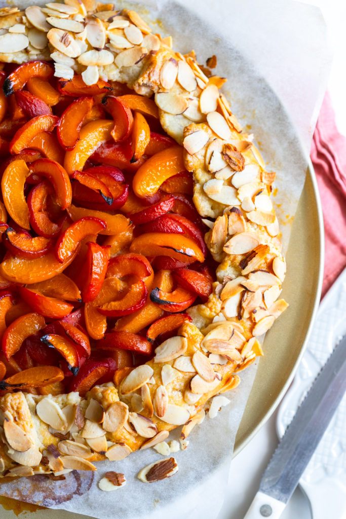 Apricot Almond Galette with Cream Cheese Crust close up