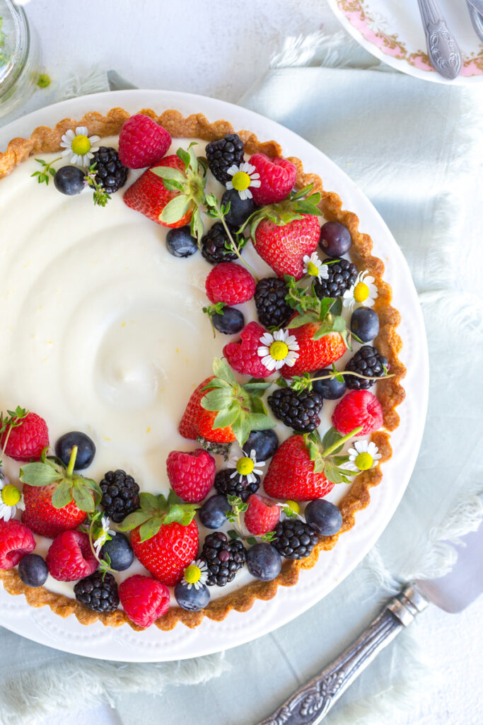 Berry Mascarpone Tart with Almond Shortbread Crust