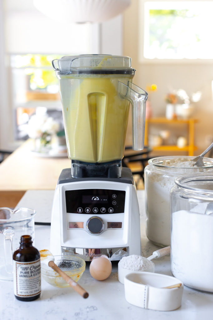 Blending the rye crepe batter