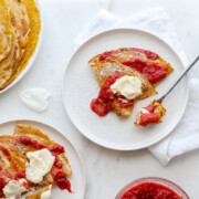 Rye Crepes with Rhubarb Raspberry Ginger Compote by Baking The Goods