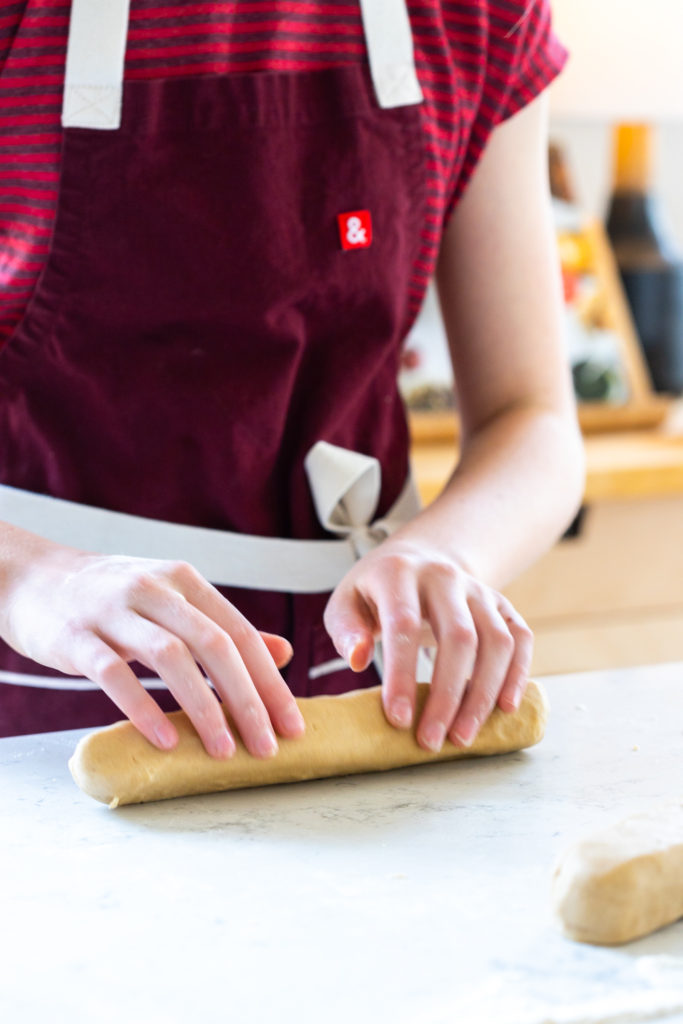 square shortbread cookie dough log shaping