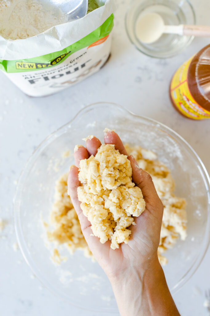 checking pie dough hydration