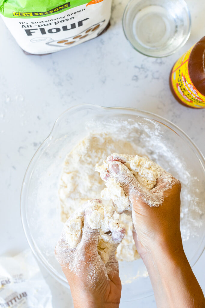 mixing pie dough by hand