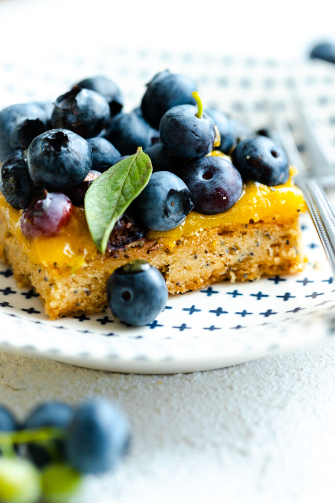 Blueberry Lemon Curd Poppy Seed Shortbread Bar