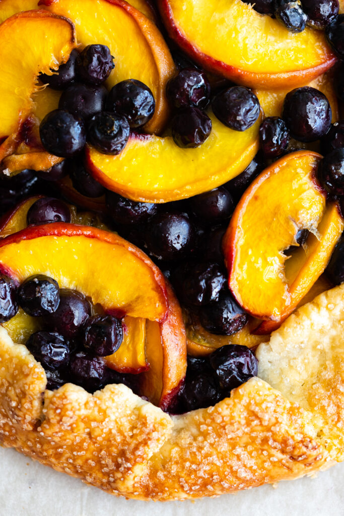 Blueberry Peach Galette with flaky crust