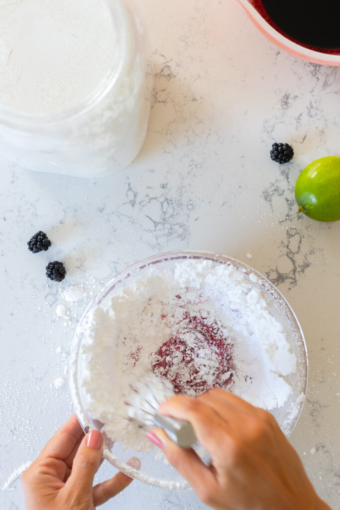 Blackberry Lime Glaze whisking