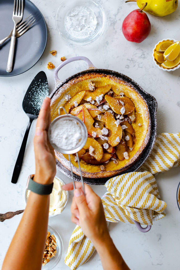 sugaring Spiced Pear & Walnut Dutch Baby