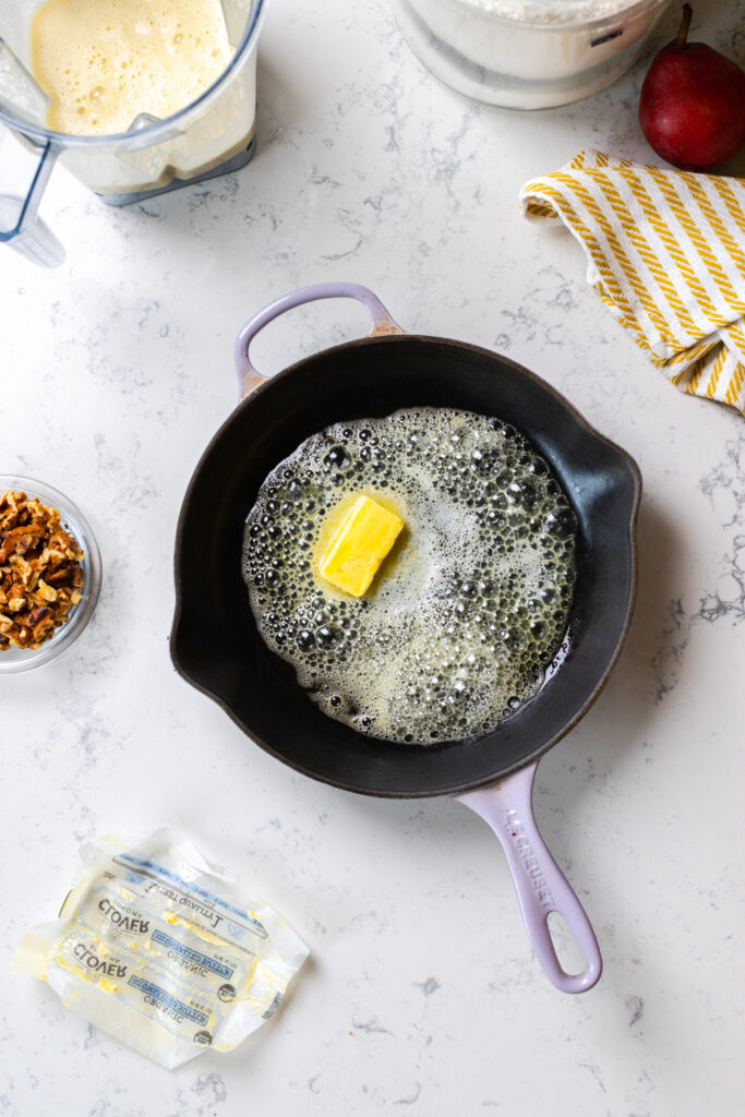 hot skillet with melting butter