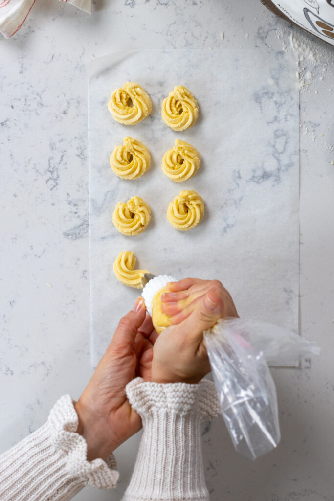 piping butter cookie dough