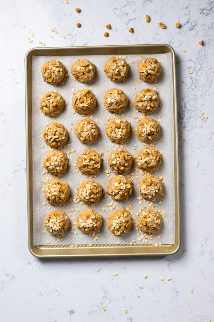 Butterscotch Oatmeal Cookie dough balls chilling