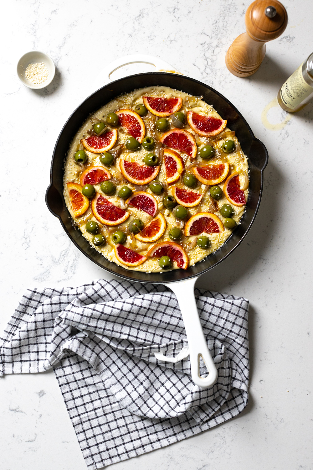 Blood Orange Olive Shallot Focaccia pre-baked