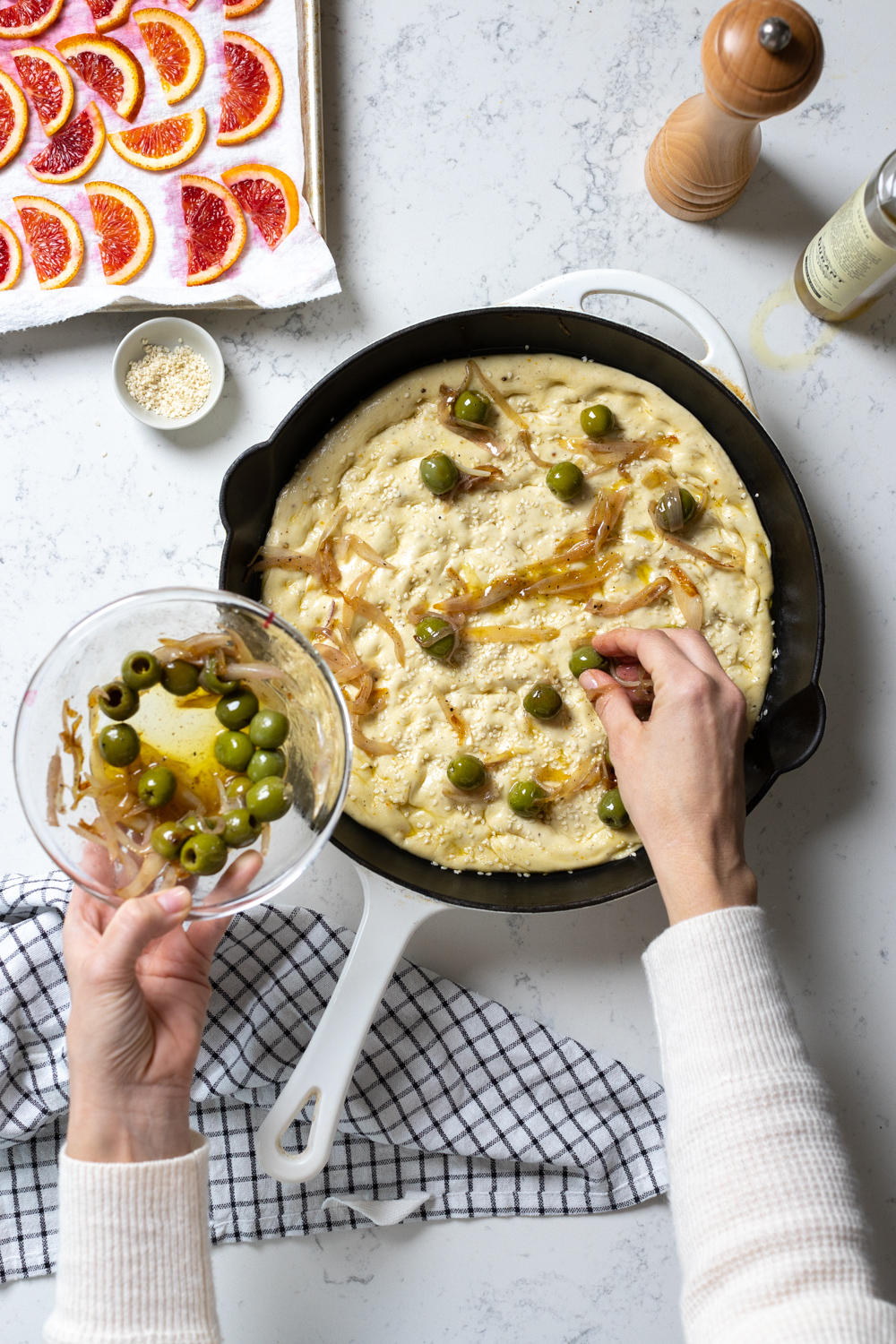 topping focaccia dough
