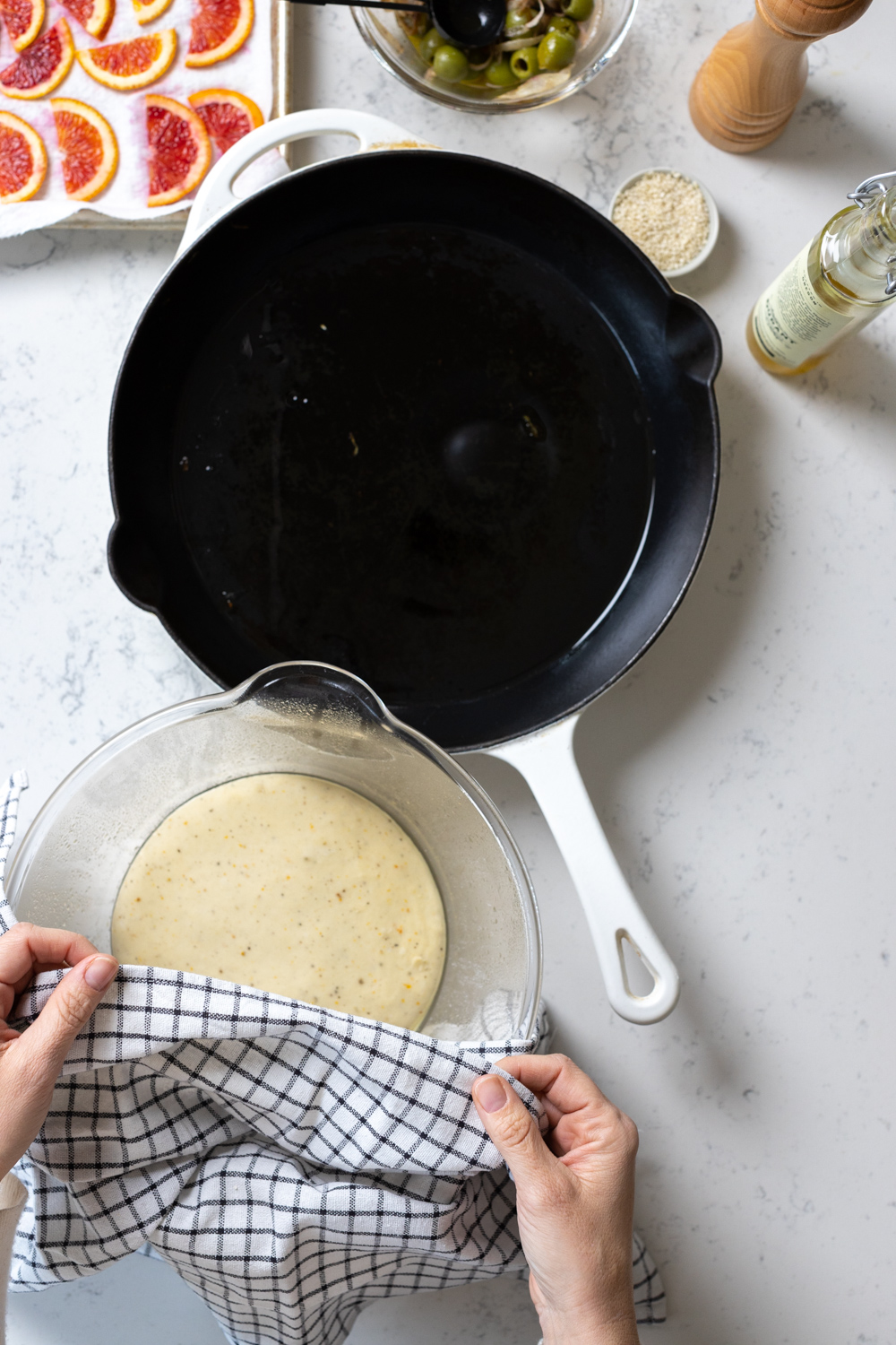 focaccia bread dough rising