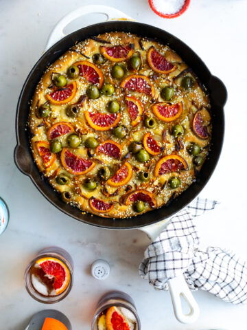 Blood Orange Olive Shallot Focaccia by Baking The Goods