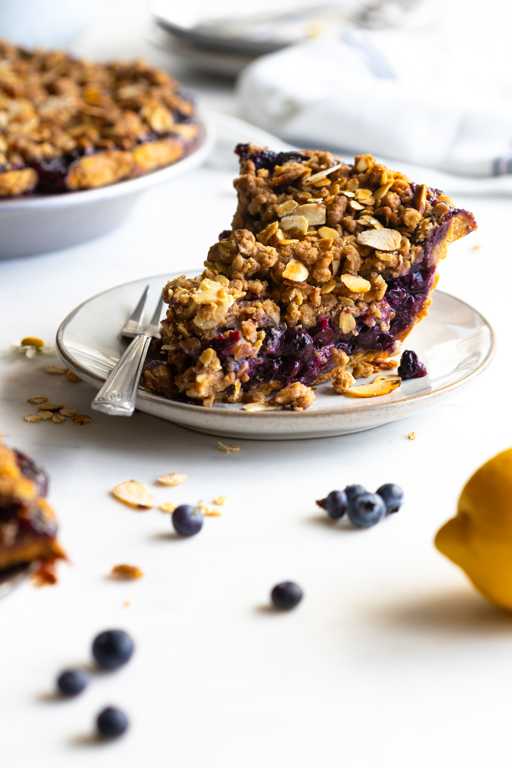 Blueberry Almond Crumble Pie slice