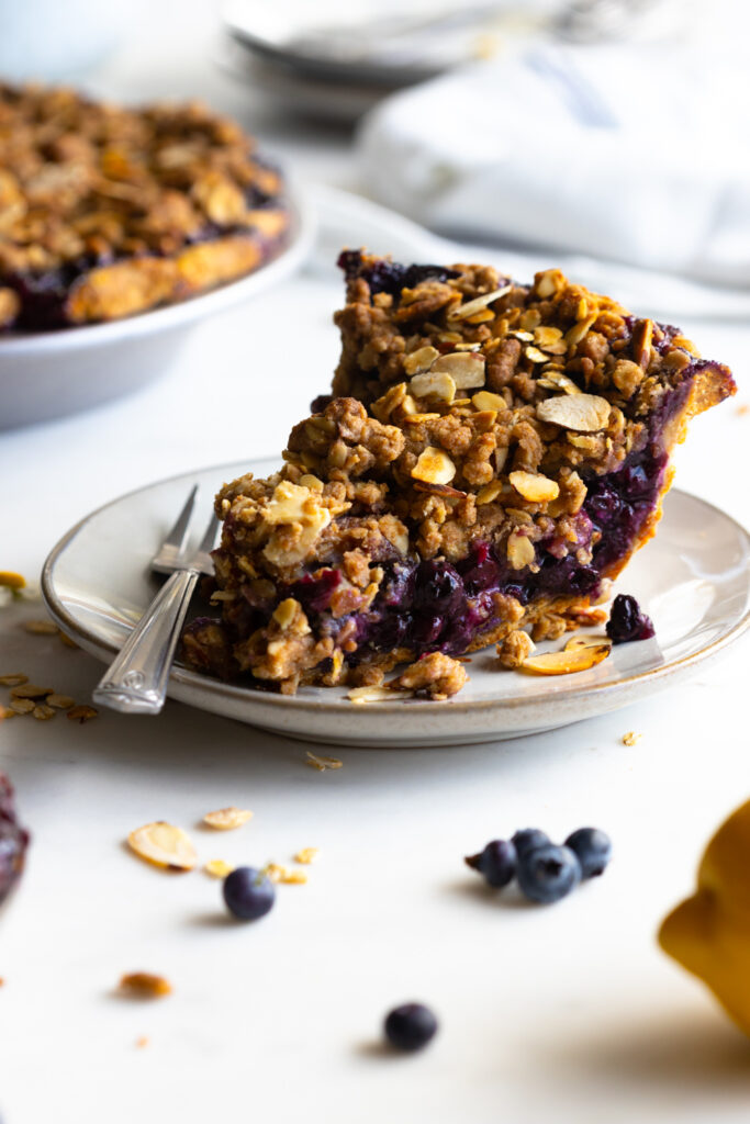 Blueberry Almond Crumble Pie slice