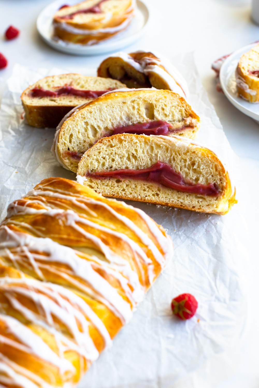 Raspberry Lemon Curd Braid sliced