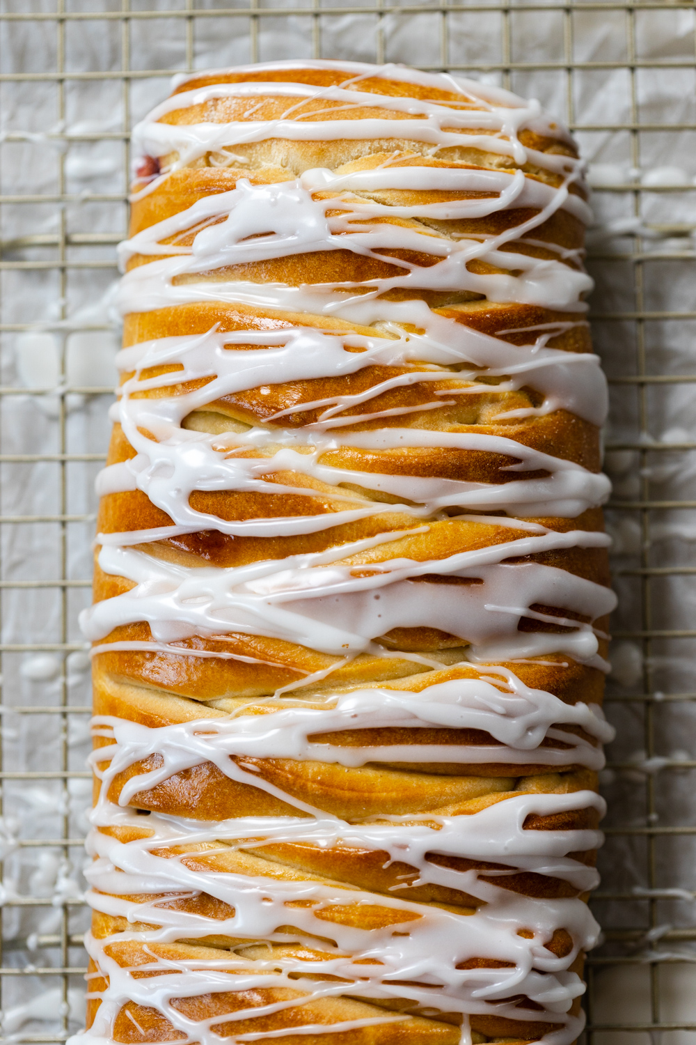 Raspberry Lemon Curd Braid glazed